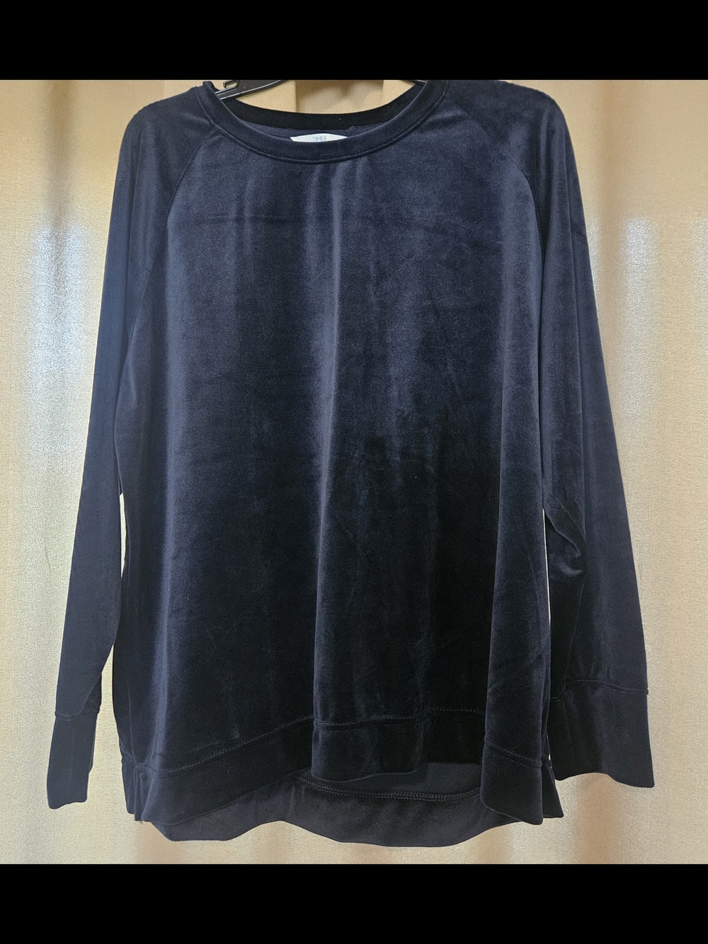 Time and Tru Navy Velvet-Look Pullover Sweatshirt